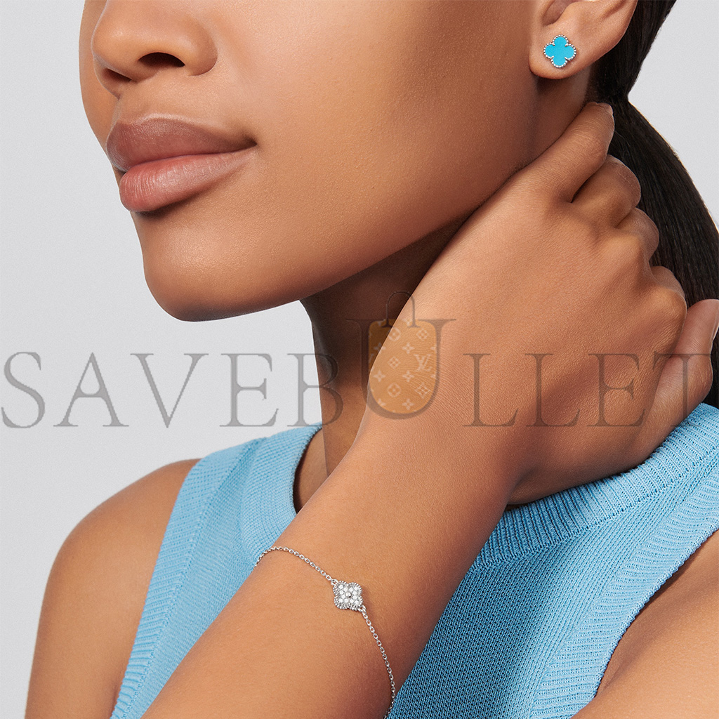 V*n Cl**f & Ar**ls sweet alhambra earstuds - white gold, turquoise  vcara44500